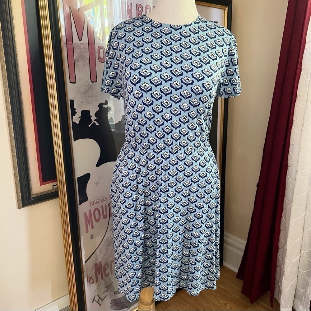 Boden: Brand New Flutter Sleeve Dusty Blue, Oriental Bud Jersey Dress Size 8